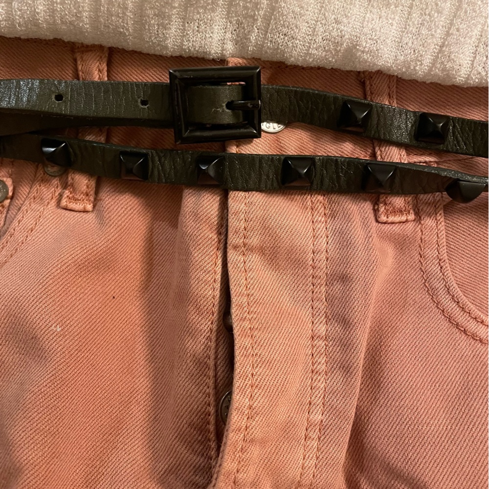 Studded Double Loop Leather Belt